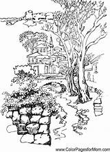 Coloring Landscape Pages Adults Landscapes Drawing Adult Pencil Detailed Color Tree Pdf Printable Nature Print Drawings Books Getdrawings Colouring Book sketch template