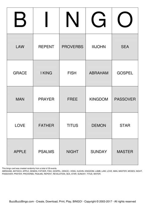 bible bingo cards printables printable word searches