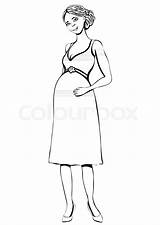 Pregnant Woman Sketch Drawing Lady Cartoon Mother Hand Paintingvalley Outline Coloring Sketches sketch template