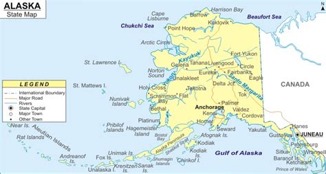 alaska map map  alaska state  cities road river highways
