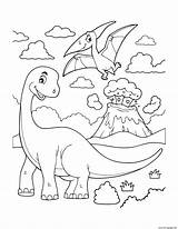 Dinosaur Brachiosaurus Coloring Volcano sketch template