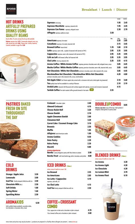 aroma espresso menu  food  drink food retail food menu