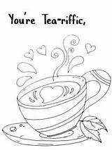 Coloring Cards Printable Valentine Valentines Card Tea Happy Riffic Print sketch template