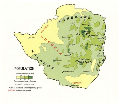 Population Density Of Zimbabwe 1970 Density Zimbabwe Shona