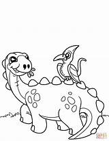 Coloring Dinosaur Cute Pages Pteranodon Drawing Printable sketch template