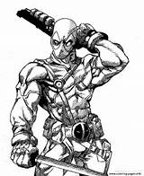 Deadpool Coloring Pages Drawing Printable Marvel Terminator Ink Body Pencil Details Adult Print Color Vs Colouring Drawings Book Deathstroke Sheets sketch template