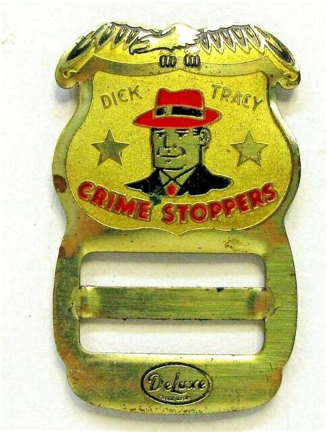 vintage dick tracy crime stoppers suspenders buckle premium badge