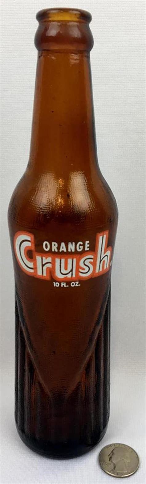 lot vintage orange crush brown amber glass soda bottle