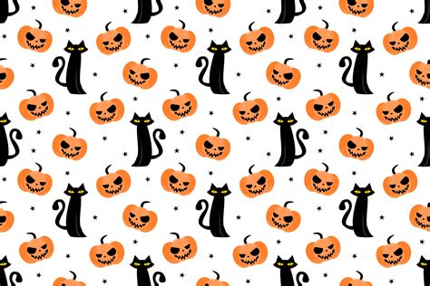 halloween pumpkin  black cat seamless graphic  thanapornpinp