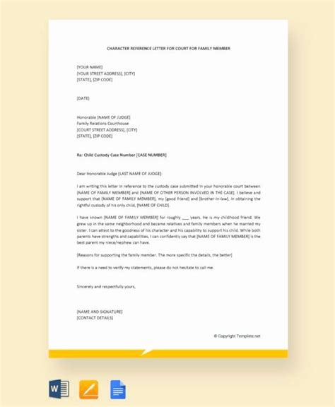 letter  court template beautiful  character letter templates