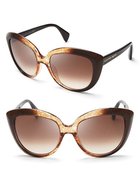 lyst alexander mcqueen ombre oversized cat eye sunglasses in brown