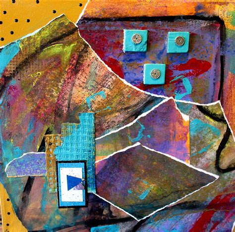 collage abstract  mixed media  yvonne feavearyear