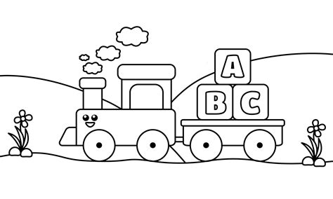 train coloring sheet suitable  preschool education  vector
