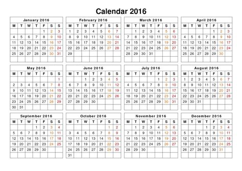 2016 printable calendar with european holidays