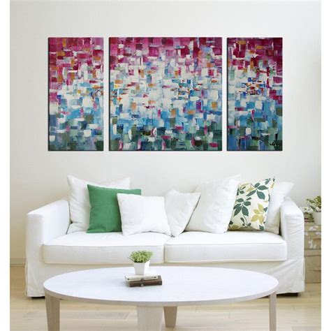 hand painted abstract  piece gallery wrapped canvas art set