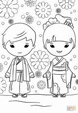 Kleurplaten Getcolorings Kinderen Kokeshi Bezoeken Japanse sketch template
