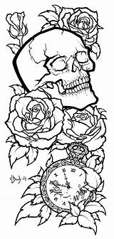 Skull Tattoo Tattoos Deviantart Lineart Designs Drawing Outline Coloring Pages Stencil Rose Drawings Sugar Stencils Cool Sleeve Skulls Bull Color sketch template