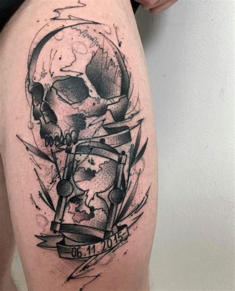 Skull With Hourglass Tattoo By Przemek Marcisz Tattooimages