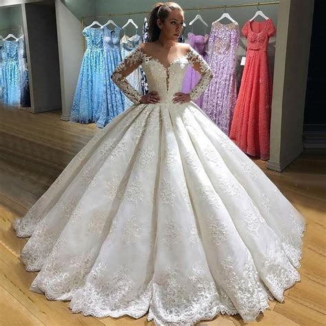luxury lace wedding dress princess ball gown white bridal gown  lo