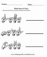 Sign Language Worksheets Kindergarten Practice American Alphabet Letter Coloring Quotes Children Phrases Decoding English Addition sketch template