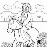 Jesus Coloring Donkey Riding Bible Sunday Palm Jerusalem Pages Entry Triumphal Kids Easter Rides Clipart Craft Activities School Into Sheet sketch template