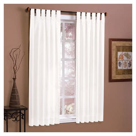 style selections twill solid    solid white tab top curtain panel