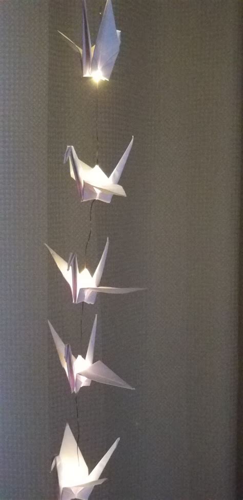large  white origami peace crane string lights  feet etsy