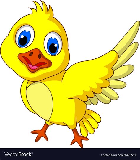 cute yellow bird cartoon posing royalty  vector image