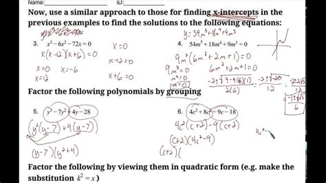 solving polynomial equations worksheets youtube