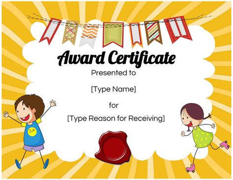 certificates  kids  childrens certificate template