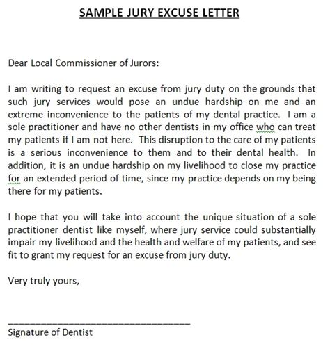 free jury duty excuse letters and templates jury duty