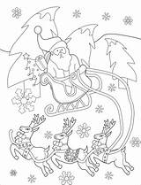 Sleigh Reindeers Reindeer Supercoloring Babbo Renne sketch template