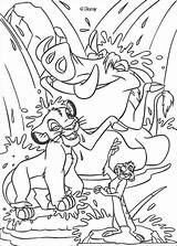Simba Coloring Pumbaa Timon Lion Pages Color Print King Disney Shower Online Take Printable Hellokids Kids Taking Bath sketch template
