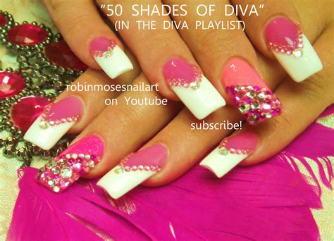 nail art design  shades  diva juicy nail art pink  white diva