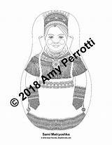 Sami Matryoshka Coloring Sheet Printable Folk Doll Dress Amyperrotti sketch template