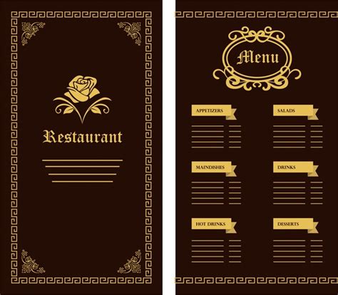 restaurant menu template flower classical design  dark vectors