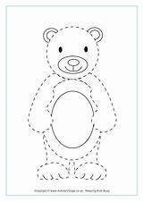 Bear Teddy Tracing Preschool Template Bears Animal Dotted Traceable Printables Drawing Pages Worksheets Line Drawings Crafts Easy Activities Activity Animals sketch template