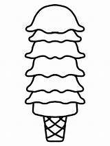 Ice Cream Coloring Pages Cone Clipart Outline Scoop Template Clip Scoops Blank Printable Drawing Rainbow Outlines Kitty Cliparts Color Hello sketch template