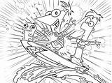 Ferb Phineas Fineasz Kolorowanki Surfeando Perny Dziobak Desce Pobrania Kolorowanka Druku Amiga Pokoloruj sketch template