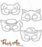 Little Three Pigs Masks Pig Mask Printable Coloring Happilyafterdesigns Crafts Choose Board sketch template