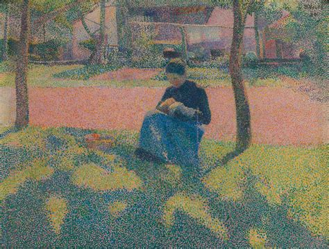 henry van de velde girl mending  art nouveau esoteric art vans village pointillism