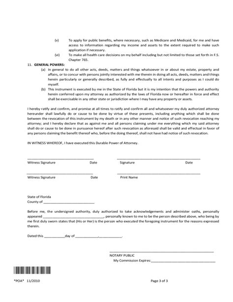 durable power  attorney form florida