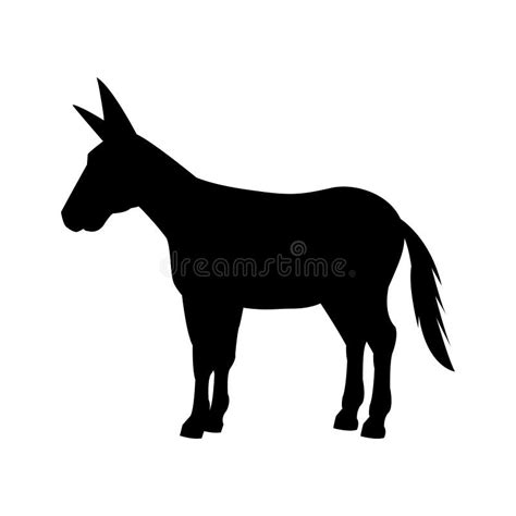 donkey animal silhouette  white background isolated illustration