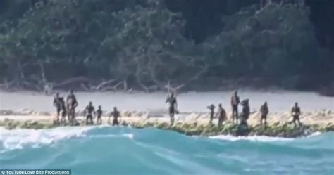 rare footage captures sentinelese tribe  indian ocean daily mail