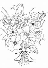 Bouquet Kleurplaten Boeket Bloem Kleurplaat Tekenen Ausmalen Colouring Erwachsene Makkelijk sketch template