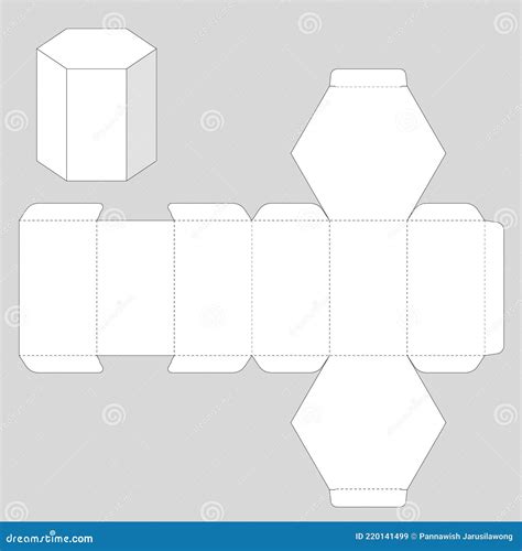hexagon paper box template stock vector illustration  industrial