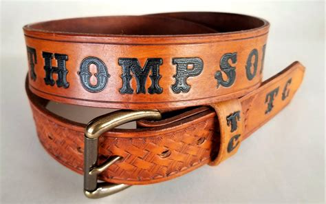 personalized leather belt engraved    initials