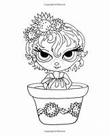Coloring Sunshine Lacy Amazon Flower Stamps Pretties Pot Books sketch template