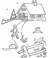 Coloring Pages House Kids Houses Colouring Scene Printable Spring Print Sheets Popular Farm sketch template