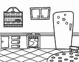 Kitchen Coloring Traditional Colorear House sketch template